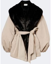 Magda Butrym - Shearling-Trimmed Wrap Coat - Lyst