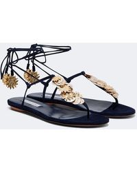 Aquazzura - Night Stars Embellished Suede Thong Sandals - Lyst