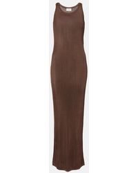 Saint Laurent - Vestido Largo De Punto Acanalado - Lyst
