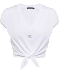 Dolce & Gabbana Tank top DG de algodón adornado - Blanco