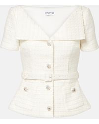 Self-Portrait - Belted Boucle Top - Lyst