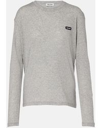 Miu Miu - Embroidered Cotton Jersey T-Shirt - Lyst
