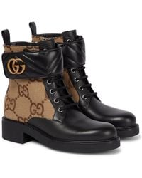Gucci - Ankle Boots GG aus Canvas und Leder - Lyst