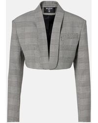 Balmain - Houndstooth Cropped Wool-Blend Blazer - Lyst