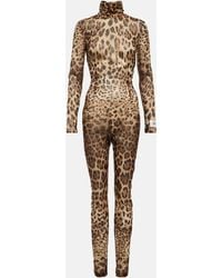 Dolce & Gabbana - X Kim – Combi-pantalon en soie melangee a motif leopard - Lyst