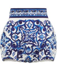 Dolce & Gabbana Bedruckte Shorts aus Baumwolle - Blau