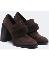 Jimmy Choo - Tylor Shearling-Trimmed Suede Loafer Pumps - Lyst