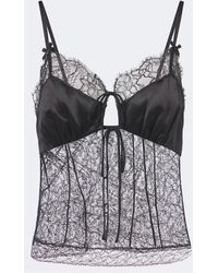 Dolce & Gabbana - Floral Satin-Trimmed Lace Top - Lyst