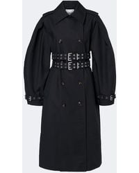 Ganni - Gabardina De Algodon Con Cinturon - Lyst
