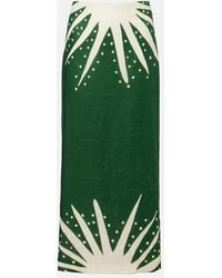 Cala De La Cruz - Bruna Printed Linen Midi Skirt - Lyst