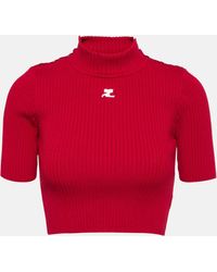 Courreges - Ribbed-knit Cropped Sweater - Lyst