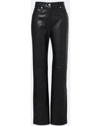 Sportmax - Leather And Suede Straight Pants - Lyst