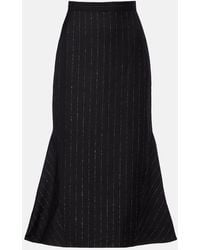 Erdem - Pinstripe Wool Midi Skirt - Lyst