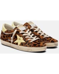 Golden Goose - Super-Star Leopard-Print Calf Hair Sneakers - Lyst