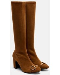 Gucci - Stiefel Alfa Horsebit 75 Aus Veloursleder - Lyst