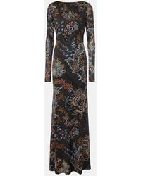 Etro - Abito Lungo Con Stampa Floreale - Lyst