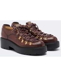 Miu Miu - Leather Lace-Up Loafers - Lyst