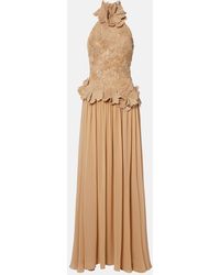Elie Saab - Raffia-Trimmed Silk-Blend Tulle Gown - Lyst