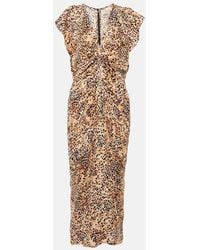 Isabel Marant - Abito Midi Lyndsay Arricciato Con Stampa - Lyst