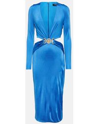 Versace - Medusa Biggie Cutout Satin Midi Dress - Lyst