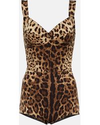 Dolce & Gabbana - Leopard-print charmeuse bodysuit - Lyst