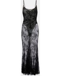 JACQUES WEI - Jersey Bodysuit And Silk Maxi Dress Set - Lyst