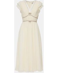 Self-Portrait - Vestido Midi De Chifon Con Cristales - Lyst