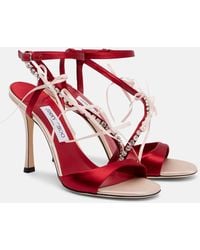 Jimmy Choo - Lula 100 Crystal-Embellished Satin Sandals - Lyst