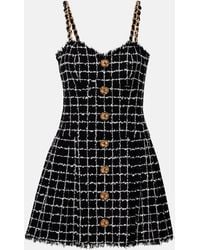 Balmain - Chain-Detail Checked Tweed Minidress - Lyst