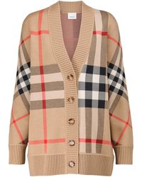 Womens Clothing Jumpers and knitwear Sleeveless jumpers Natural Burberry Wool Checked Sweater in Beige 