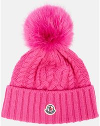 Moncler - Logo-patch Cable-knit Beanie - Lyst
