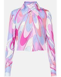 PUCCI - Printed Cropped Silk Twill Shirt - Lyst