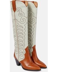 Isabel Marant - Liela Leather And Suede Cowboy Boots - Lyst