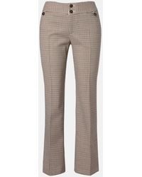 Etro - Checked Wool-Blend Cropped Flared Pants - Lyst