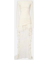 Blumarine - Ruffled Jersey And Georgette Minidress - Lyst