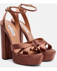 Aquazzura - Sundance 140 Satin Platform Sandals - Lyst