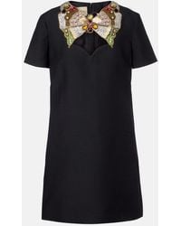 Valentino Garavani - Embellished Wool And Silk Minidress - Lyst