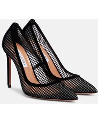 Aquazzura - Nude 105 Houndstooth Velvet Pumps - Lyst