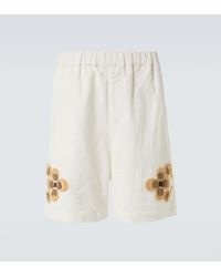 Commas - Embroidered Linen And Cotton Shorts - Lyst