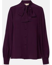 Valentino - Tie-Neck Silk Crepe De Chine Blouse - Lyst