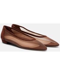 Gianvito Rossi - Amelia Suede-Trimmed Organza Ballet Flats - Lyst