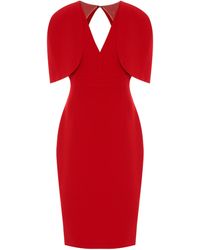Safiyaa Vestido midi Cora de crepé - Rojo