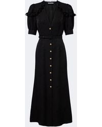Alessandra Rich - Belted Silk Jacquard Midi Dress - Lyst