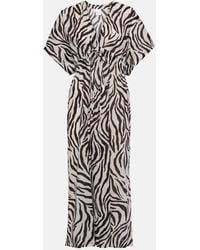 Max Mara - Dorotea Zebra-print Cotton Midi Dress - Lyst