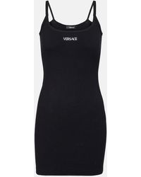 Versace - Logo Cotton-Blend Minidress - Lyst