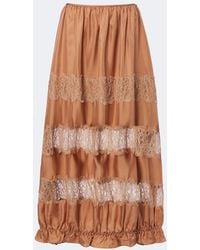 Ulla Johnson - Chantal Lace-Trimmed Silk Maxi Skirt - Lyst