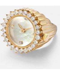 Yvonne Léon - Ring L'Horloge Aus 18Kt Gelbgold (750/1000) Mit Perlmutt Und Diamanten - Lyst