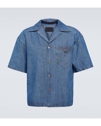 Prada - Cotton And Linen Bowling Shirt - Lyst