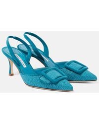 Manolo Blahnik - Maysli 70 Raffia Slingback Pumps - Lyst