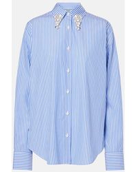 Prada - Chemise En Popeline Bleu Clair Avec Strass - Lyst